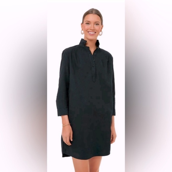 Tuckernuck X Pomander Place | Black Polly Pop Collar Relaxed Shirt Dress Medium - Picture 1 of 11